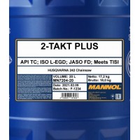MANNOL 7204-20 2-TAKT PLUS API TC KÉTÜTEMŰ FÉLSZINTETIKUS MOTOROLAJ, 20 LITER2T