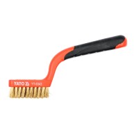 Drótkefe 3 soros, hajlított műanyag nyéllel, réz sörtével YATO